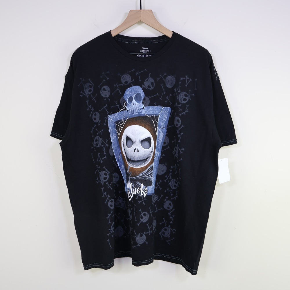 Disney Nightmare Before Christmas Jack Skellington Coffin T-Shirt 2XL Goth Black